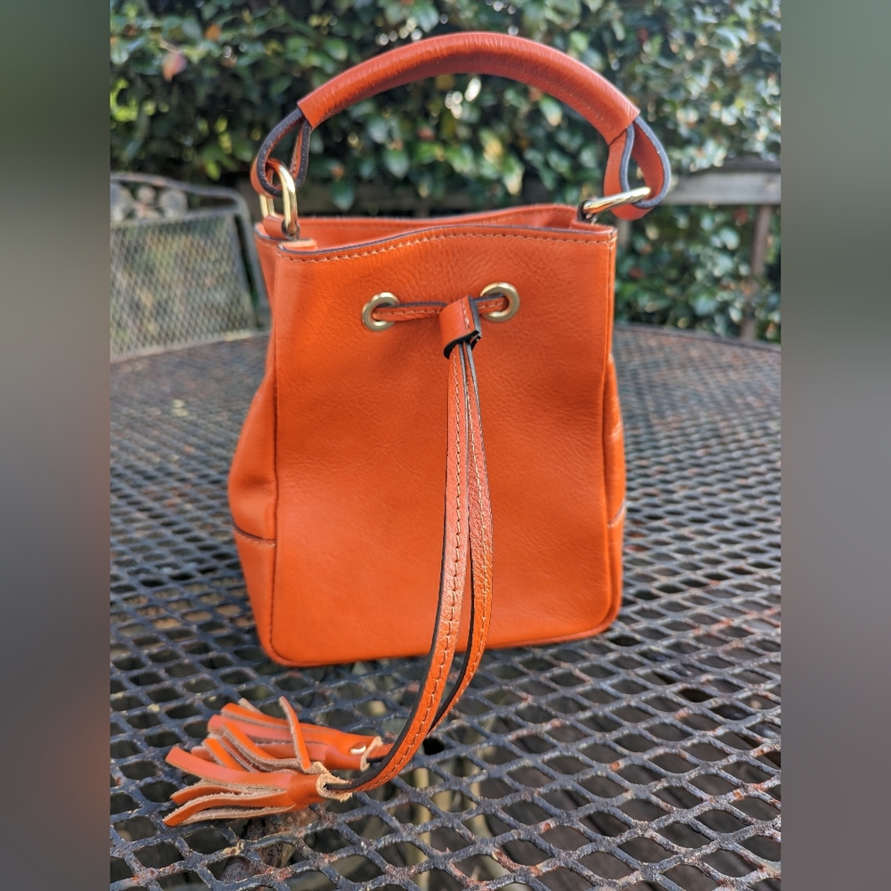 Orange leather Divina Firenze medium tote handbag - Picture 2 of 5